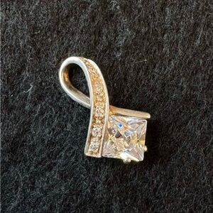 Elegant Platinum and Cubic Zirconia Pendant
